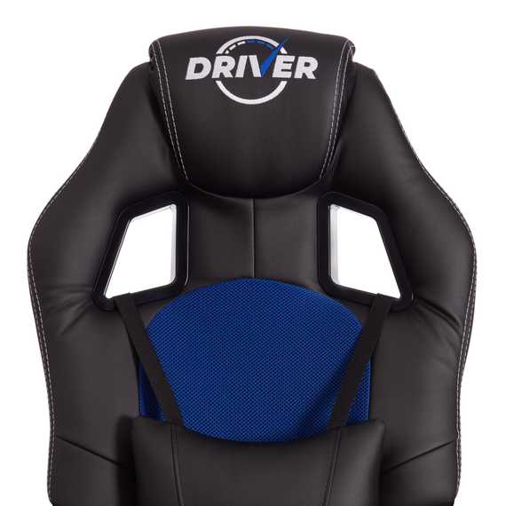 Кресло Драйвер/Driver (22) кож/зам/ткань, черный/синий, 36-6/TW-10