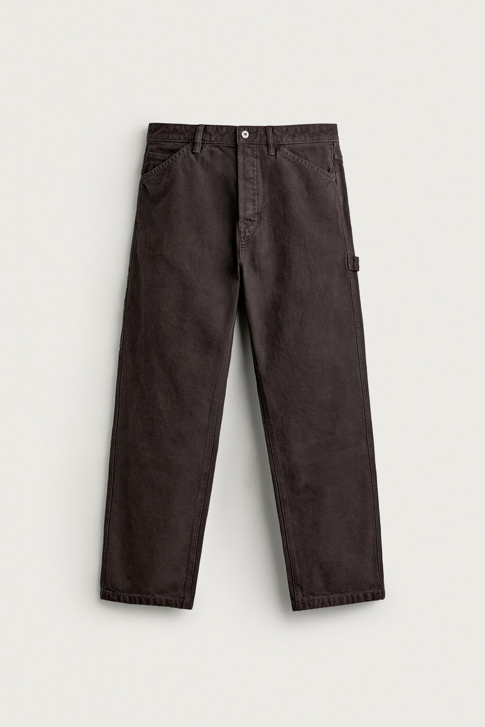 ZARA БРЮКИ STRAIGHT FIT С КАРМАНАМИ КАРГО, КОРИЧНЕВЫЙ