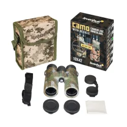 Бинокль Levenhuk Camo Grass 10x42 с сеткой - комплект с аксессуарами и упаковкой