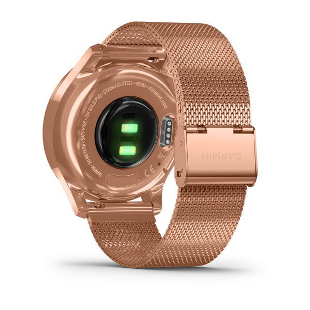 Часы c трекером активности GARMIN Vivomove Luxe розовое золото PVD 18K с ремешком "миланская петля" 010-02241-24