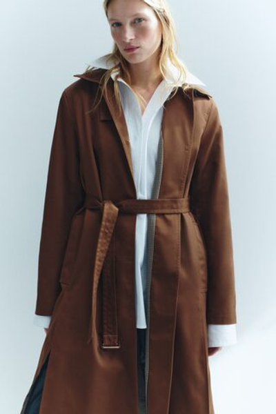 Пальто оверсайз с поясом - H&M