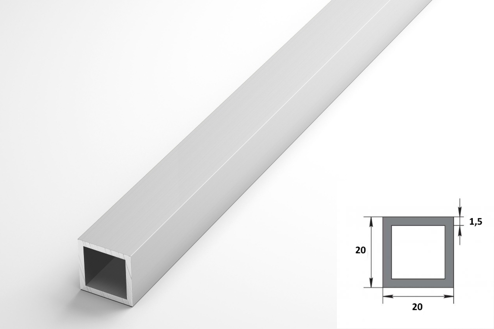 Труба квадратная Лука 20*20*1,5 ТКв 03.2000.501л серебро