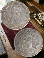 5 долларов 2005 год Остров Бейкер (США). Иосиф Сталин. 60 лет Ялтинской конференции. Копия посеребрение