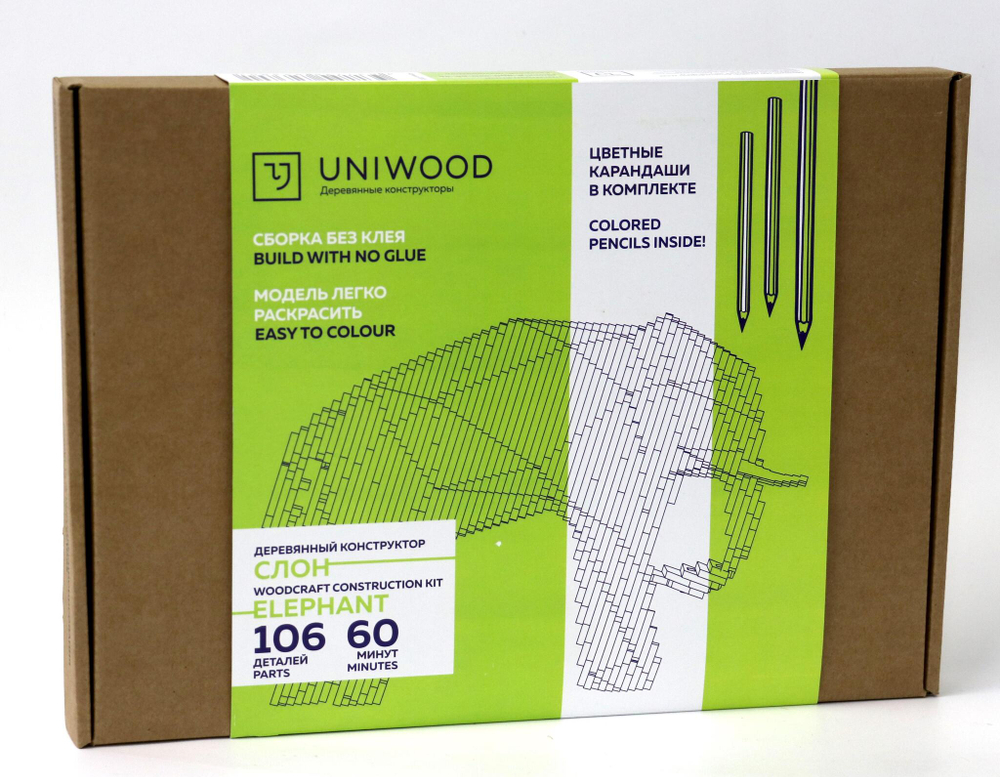 Деревянный конструктор UNIWOOD "Большой Слон"