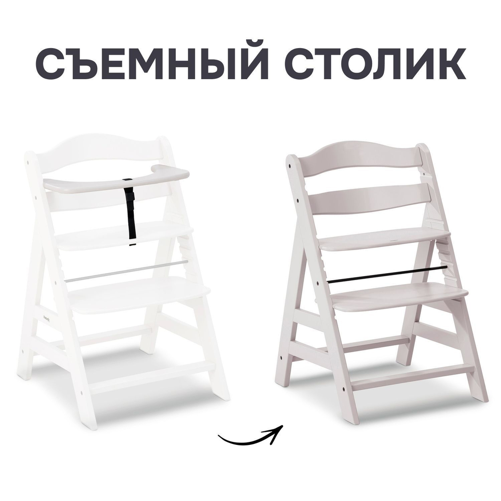 Стульчик для кормления Лео деревянный, из массива березы, с регулировкой по высоте