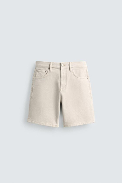 ZARA ДЖИНСОВЫЕ ШОРТЫ REGULAR FIT, ЭКРЮ