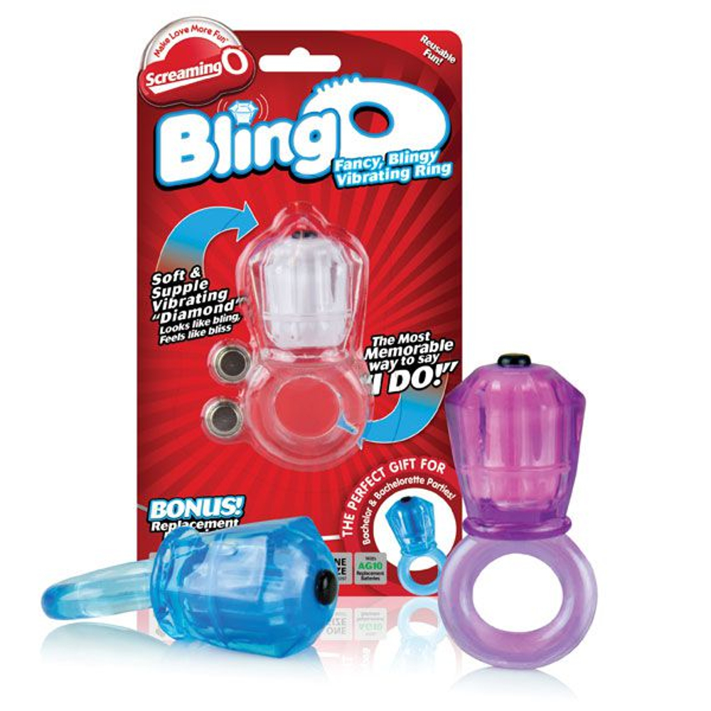Виброкольцо на пенис с большим бриллиантом Bling O (Цвет: разноцветный)
