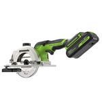 Дисковая мини пила акк. Greenworks G24MCS, 24V,б/щет,120x9,5мм, 6500 об/мин, рез 39мм,1х2Ач,ЗУ,кор (1501207CUA)