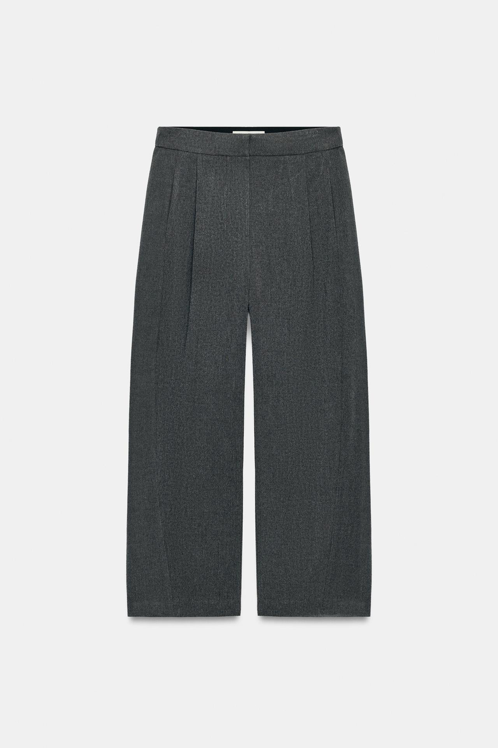 ZARA БРЮКИ С ЗАЩИПАМИ И ЭЛАСТИЧНОЙ ТАЛИЕЙ, СЕРЫЙ МЕЛАНЖ
