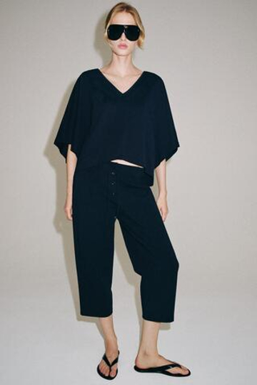 ZARA БРЮКИ КАПРИ ИЗ ИНТЕРЛОКА, МОРСКОЙ СИНИЙ