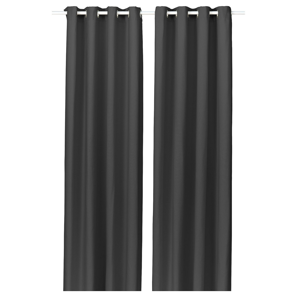 IKEA GINSTMOTT  (ИКЕА ГИНСТМОТТ)  -  Штора, 2 шт. - тёмно-серая/с люверсами 145x300 см