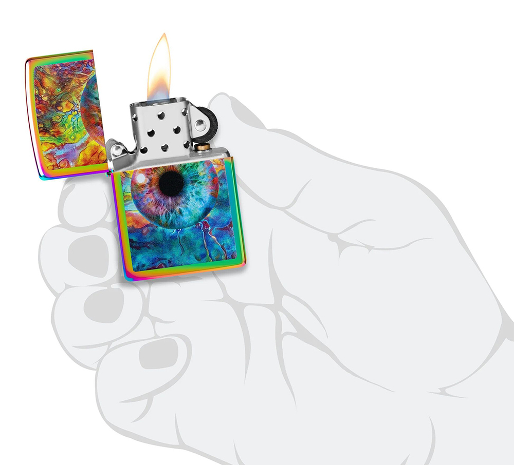 Зажигалка ZIPPO Spacey Eye с покрытием Multi Color, латунь/сталь, разноцветная, глянцевая, 38x13x57