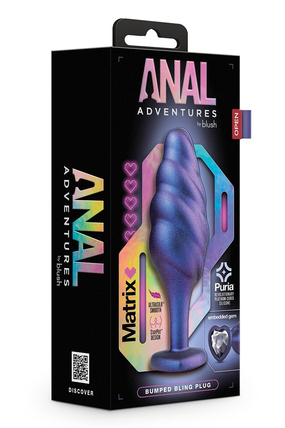 Фиолетовая анальная пробка с кристаллом-сердцем Matrix Bumped Bling Plug - 11,4 см. (Цвет: фиолетовый)