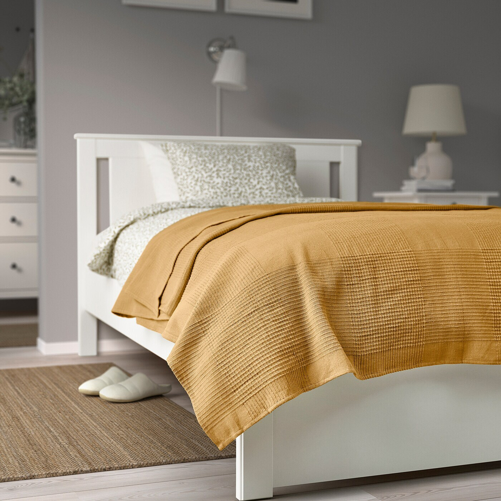 IKEA INDIRA (ИКЕА ИНДИРА) — Покрывало, желто-бежевое, 150x250 см, фото 3