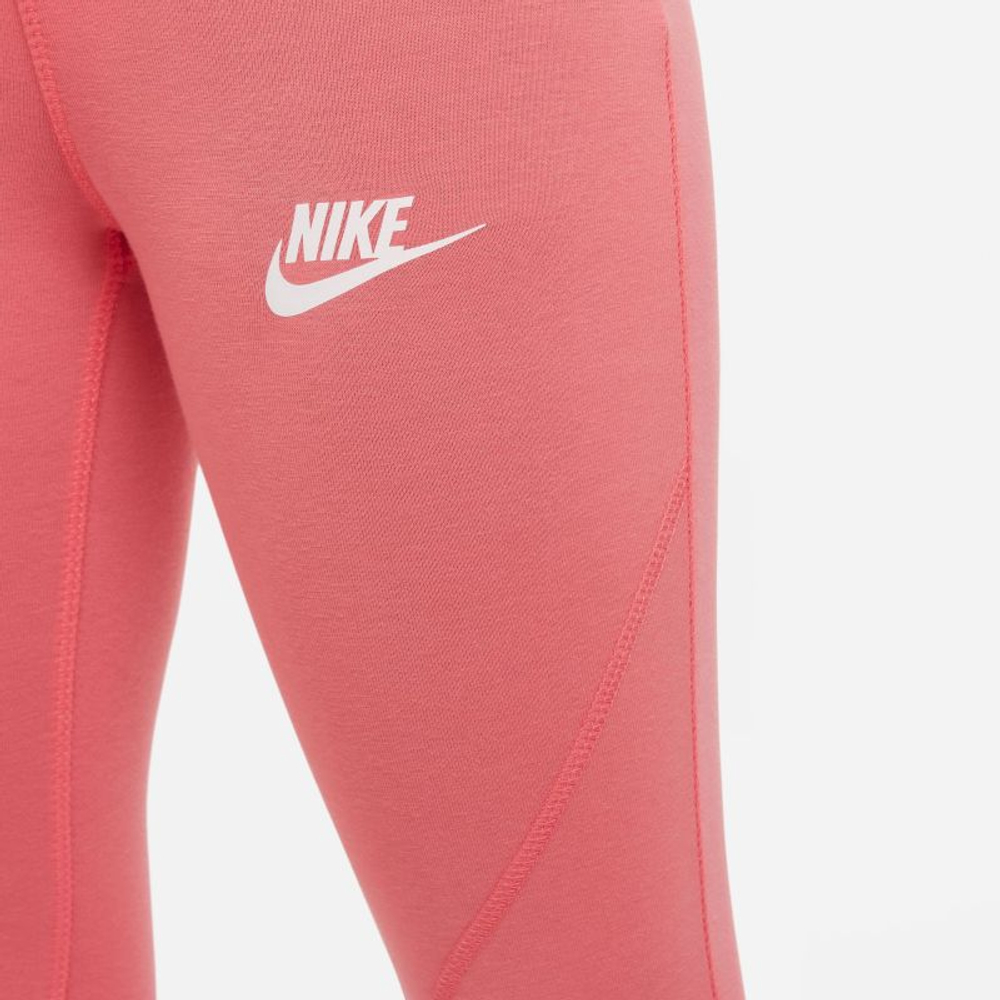 Брюки для девочки Nike Kids Sportswear Favorites High-Waist - sea coral/white