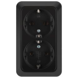 Розетка Intro Quadro 2-204-05 двойная с заземлением 2х2P+E Schuko 16А-250В IP20 ОУ антрацит | Intro Quadro