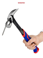 Молоток кованый с гвоздодёром и магнитным держателем гвоздей 16oz WORKPRO WP241013
