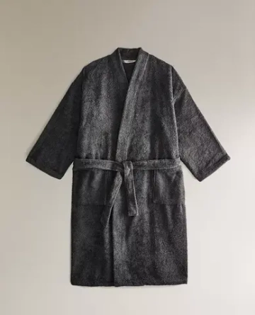 ZARA HOME ХЛОПКОВЫЙ ХАЛАТ, СЕРЫЙ