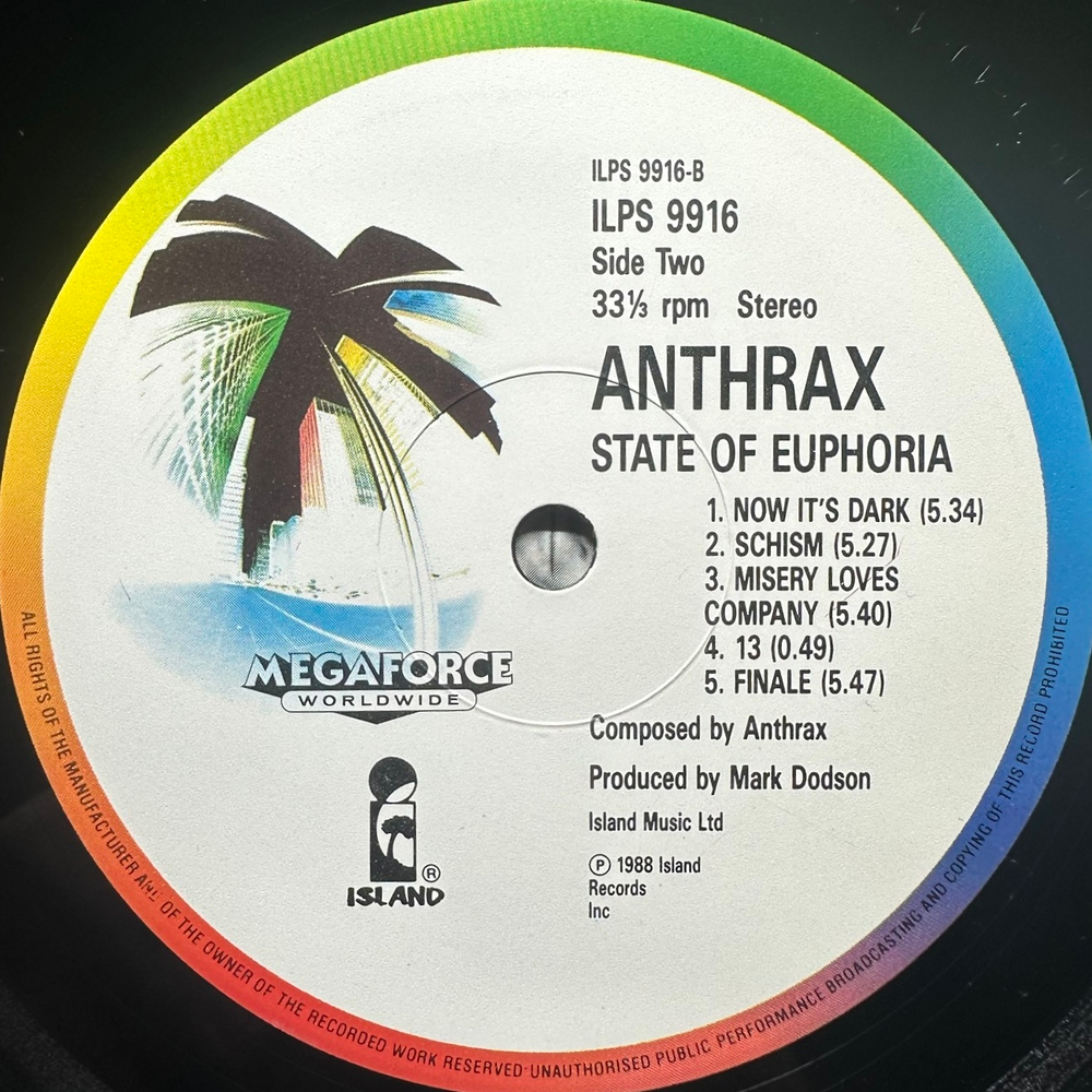 Anthrax ‎– State Of Euphoria (Англия 1988г.)