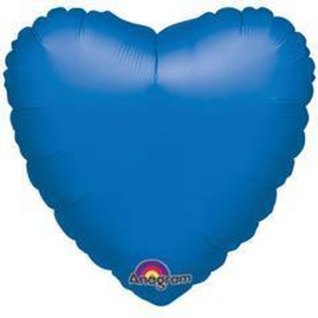 AN Шар сердце 18"/46 см, Металлик Blue (синий) (БГ-15)