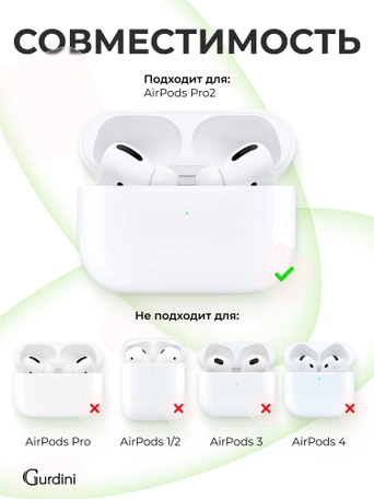 Чехол для Airpods Pro 2 Gurdini прорезиненный soft touch c карабином Темно Зеленый