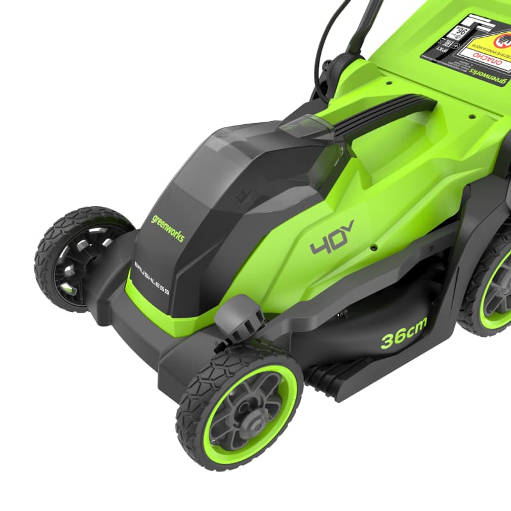 Газонокосилка аккумуляторная Greenworks GD40LM361, 40V, 36 см, бесщеточная, без АКБ и ЗУ (2520807)