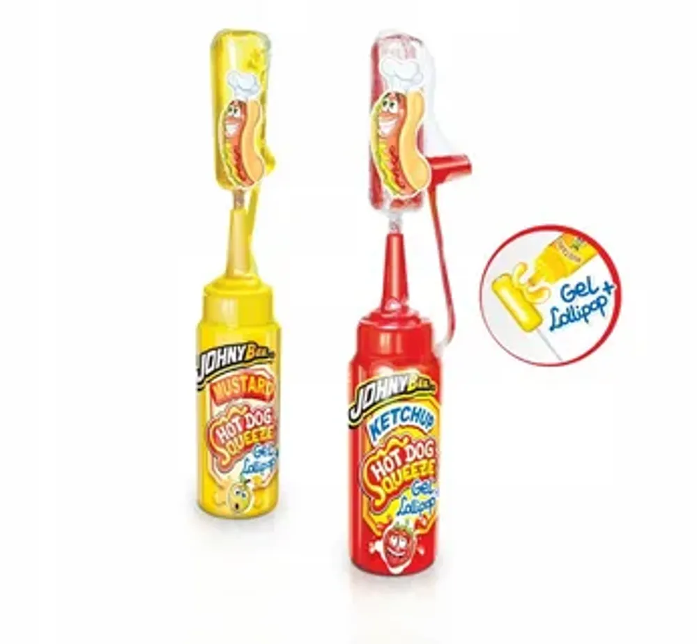 Жидкая конфета-гель + леденец Хот-Дог (Hot Dog SqueeZe), 12шт, JohnyBee