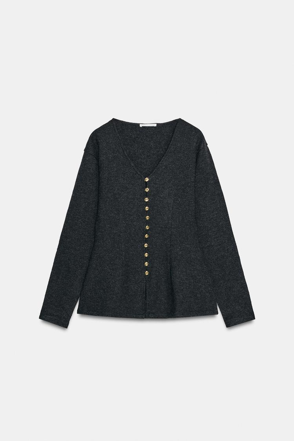 ZARA ЖАКЕТ С БАСКОЙ И ПУГОВИЦАМИ, МЯГКИЙ СЕРЫЙ