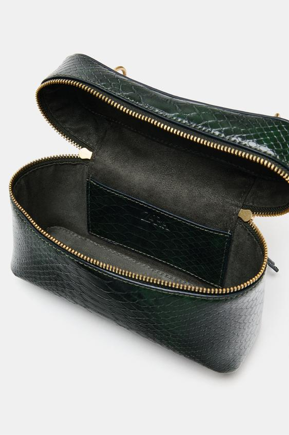 ZARA СУМКА-НЕССЕССЕР С РЕЛЬЕФНОЙ ФАКТУРОЙ, ЗЕЛЕНЫЙ