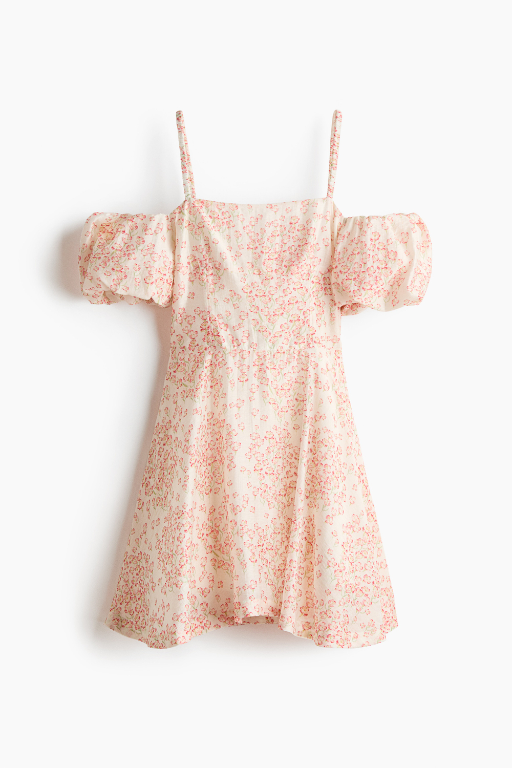 Платье из смеси льна с вырезами на плечах - H&M