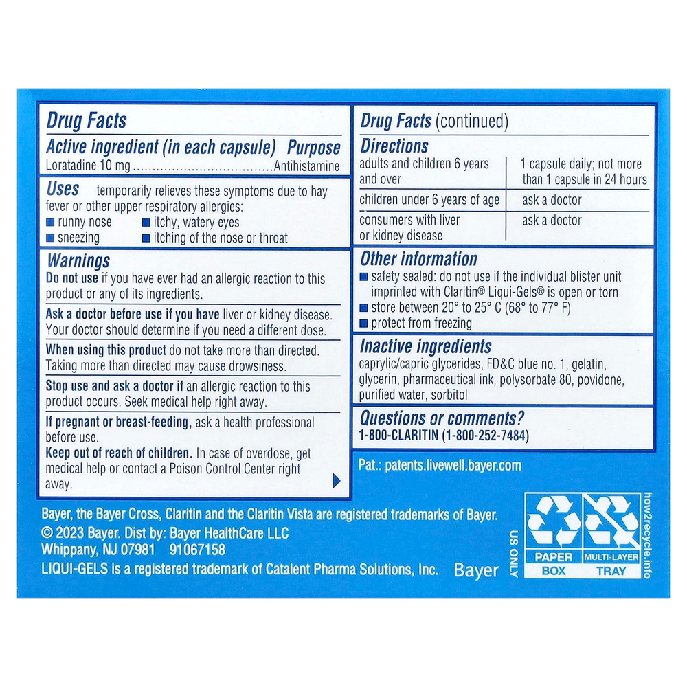 Claritin, Non-Drowsy, Liqui-Gels®, 10 мг, 30 капсул с жидкостью