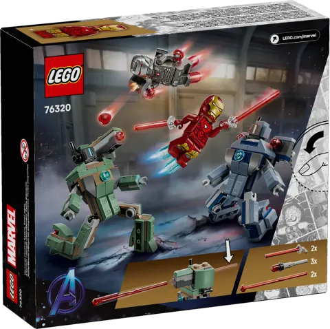 Конструктор LEGO Marvel 76320 Железный Человек и Машина войны против Дронов-молотов