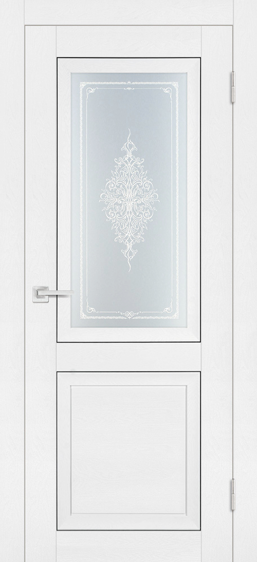 Дверь PST-27 / Цвет белый ясень / Сатинат закаленное Кристалайз / Двери PROFILO PORTE