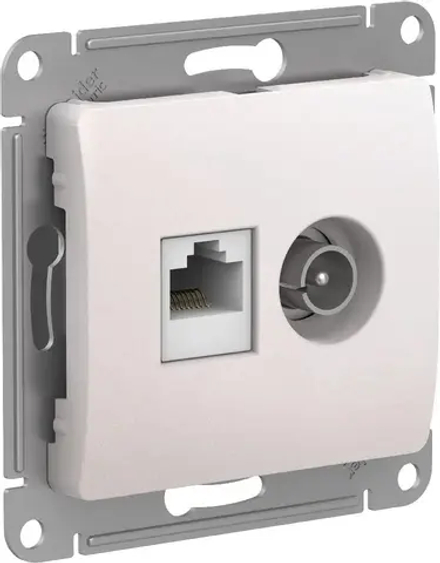 GLOSSA РОЗЕТКА двойная ТВ + компьютерная RJ45 кат. 5e, механизм, ПЕРЛАМУТР