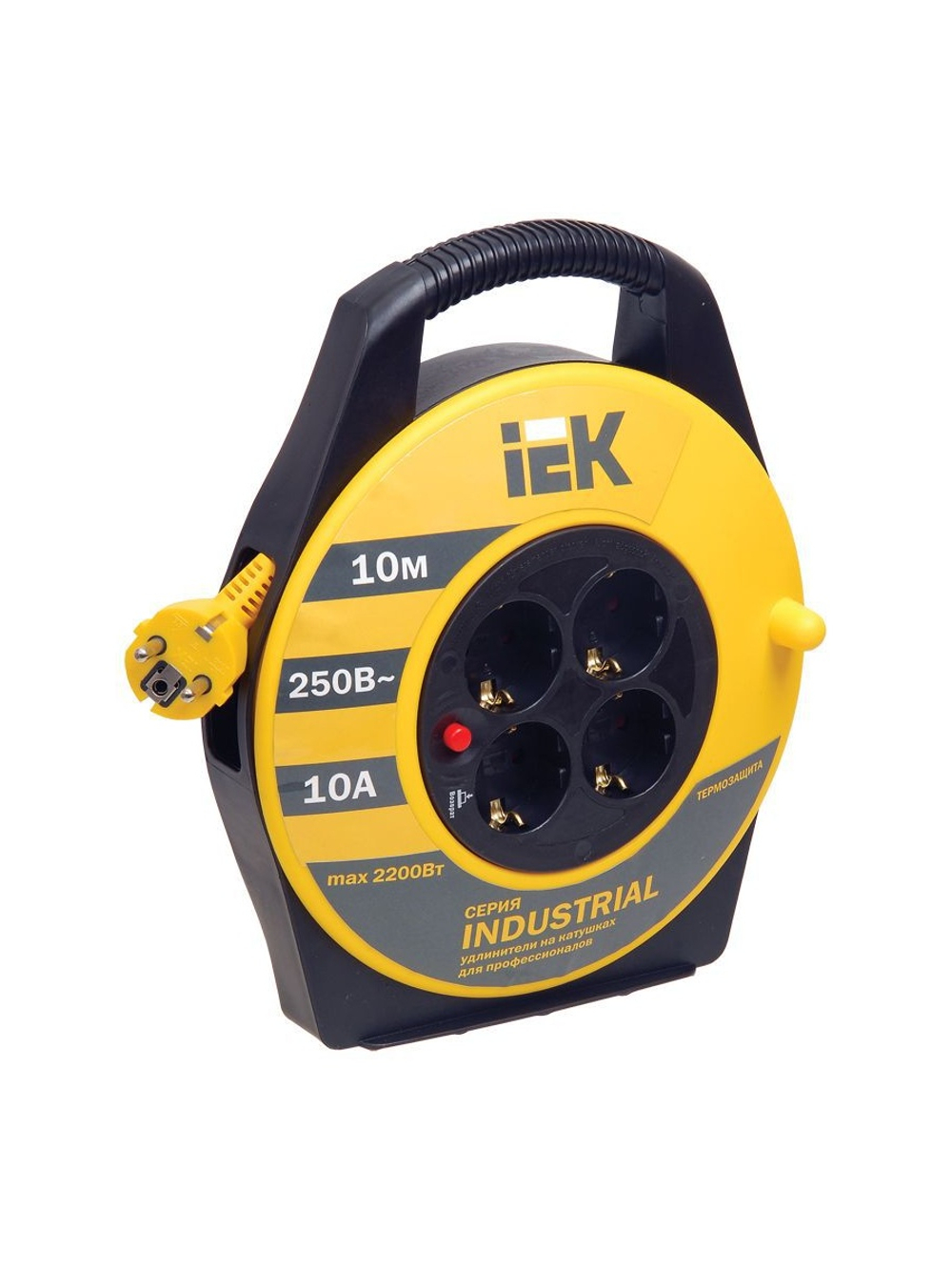 Удлинитель на катушке 4х10м с заземл. 10А IP20 Industrial УК10 3х1 термозащита IEK WKP14-10-04-10