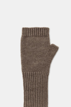 ZARA ДЛИННЫЕ ТРИКОТАЖНЫЕ МИТЕНКИ, СЕРОВАТО-КОРИЧНЕВЫЙ
