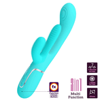 Бирюзовый вибратор-кролик 22,2см с дополнительным язычком Pretty Love Triple Rabbit Multifuncional Vibrador BW-500041-1