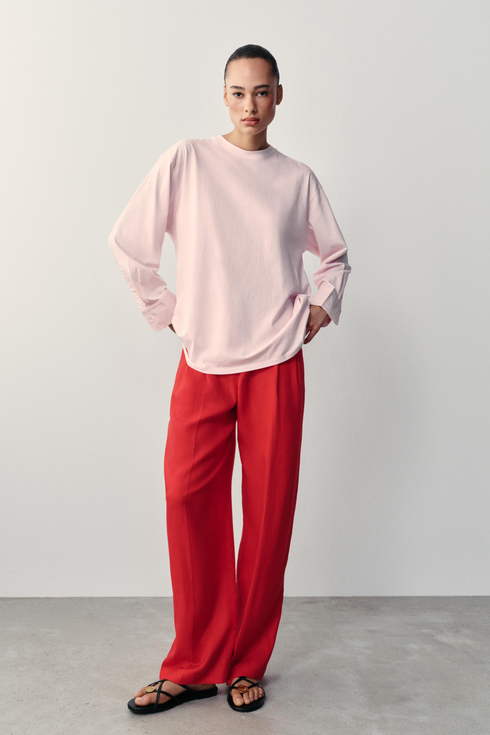 КОМБИНИРОВАННАЯ ФУТБОЛКА С ДЛИННЫМИ РУКАВАМИ — ZARA