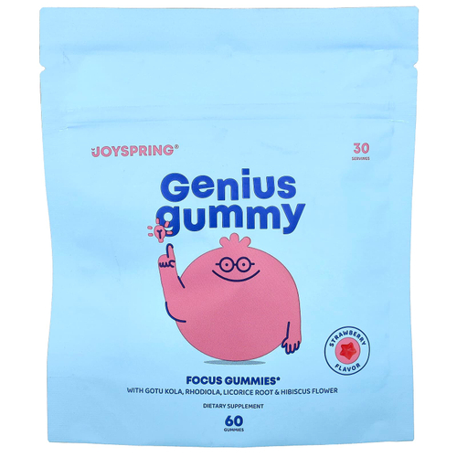 JoySpring, Genius, жевательные мармеладки, со вкусом клубники, 60 жевательных конфет