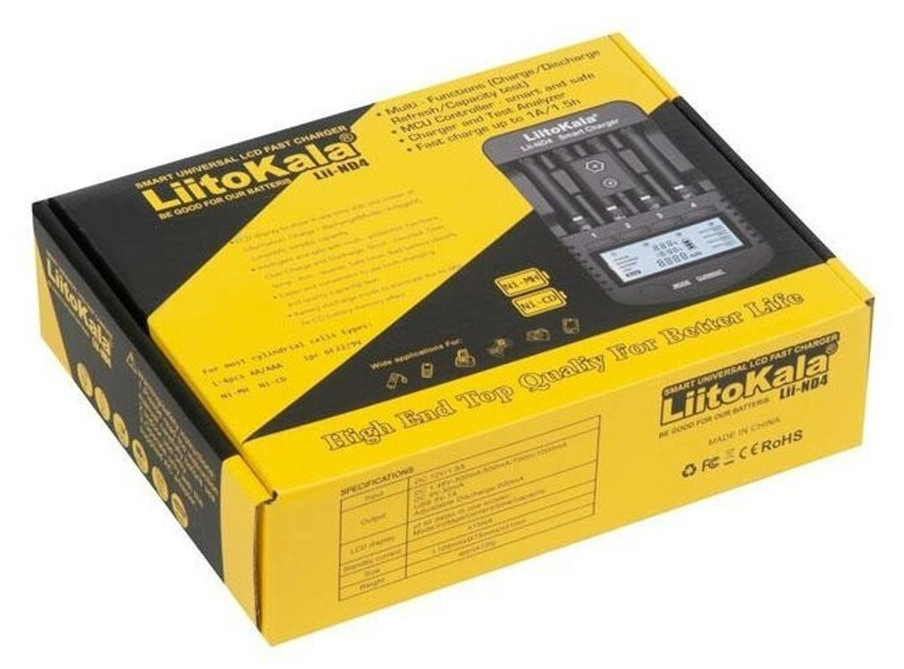 Аккумуляторная батарея LiitoKala Lii-ND4 NiMH/Cd 1,2 в AAA с ЖК-дисплеем и проверкой емкости аккумуляторов 9 В