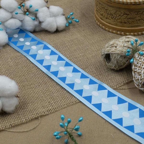 Лента атласная с рисунком Ромбы 45.0 мм / 3 метра, синий, Globus