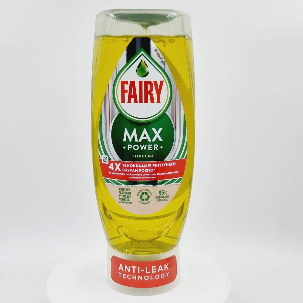 Жидкое средство для мытья посуды Fairy Max Power с ароматом лимона 450 мл (из Финляндии)