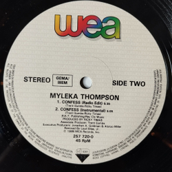 Винтажная виниловая пластинка LP Myleka Thompson Confess (Germany 1988) 45 RPM Maxi Single