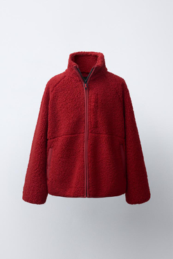 ZARA КУРТКА ИЗ ИСКУССТВЕННОЙ ОВЧИНЫ, КРАСНЫЙ