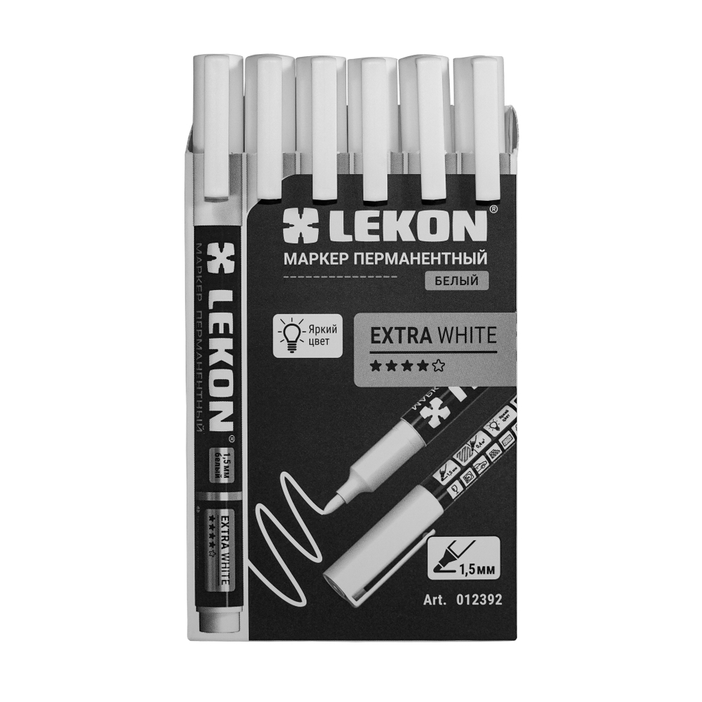 Маркер перманентный 1.5мм Белый LEKON EХTRA WHITE 012392