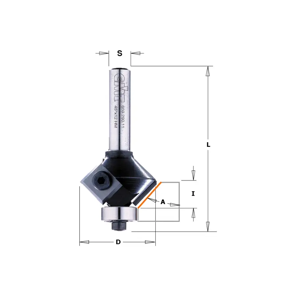 Фреза фасочная 45гр., сменные ножи HM Z2 S=8 D=29x8x60 CMT 659.045.11
