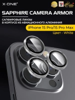 Сапфировое стекло на камеру X-ONE Camera Armor для Apple iPhone 15 Pro/15 Pro Max, White