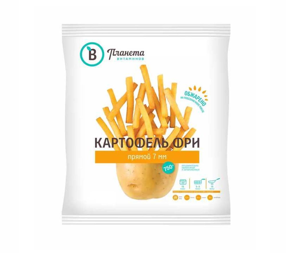 Картофель фри Прямой 7мм Планета Витаминова 750гр