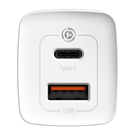 Зарядное устройство Baseus GaN2 Lite Quick Charger C+U 65W - White