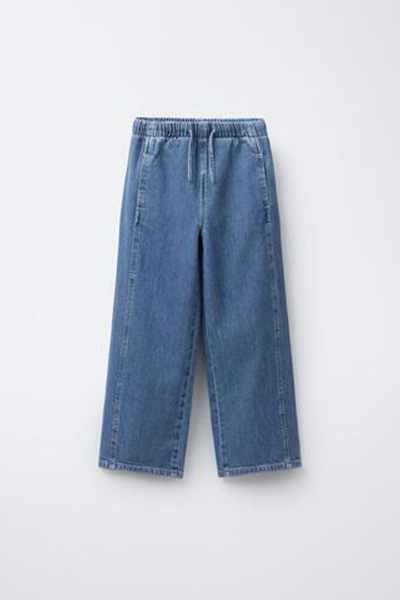 ZARA ДЖИНСЫ WIDE LEG СО ШНУРКАМИ, СИНИЙ